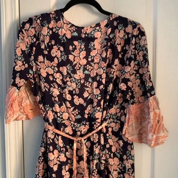 Selfie Leslie Floral Wrap Dress large maxi bohemian ruffle size L cottagecore - Picture 15 of 16